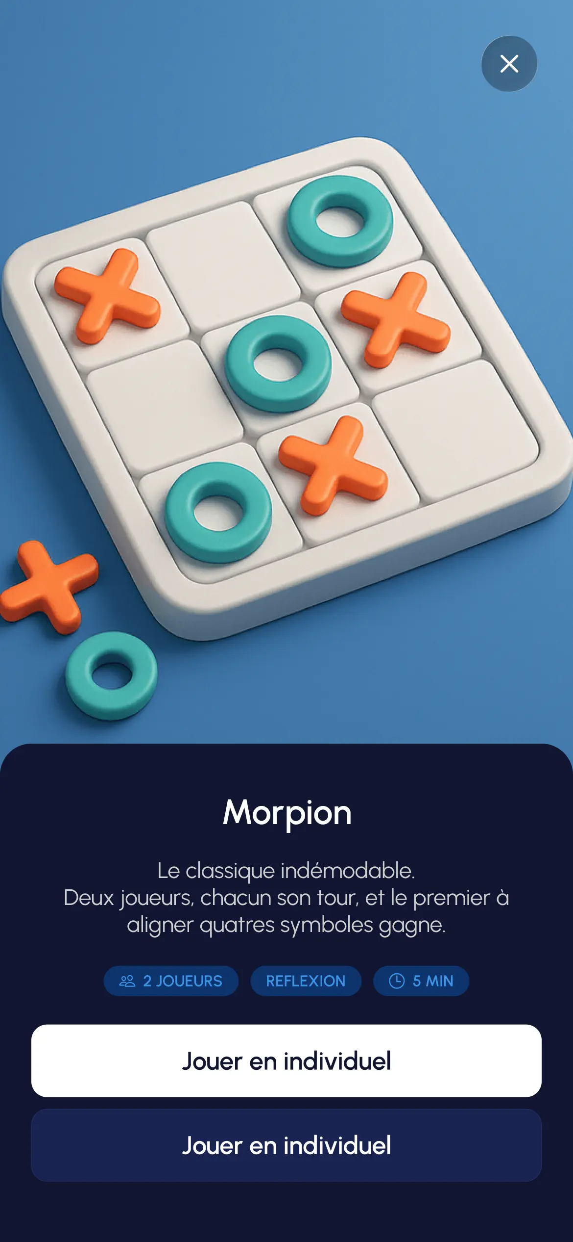 Onglet jeu morpion