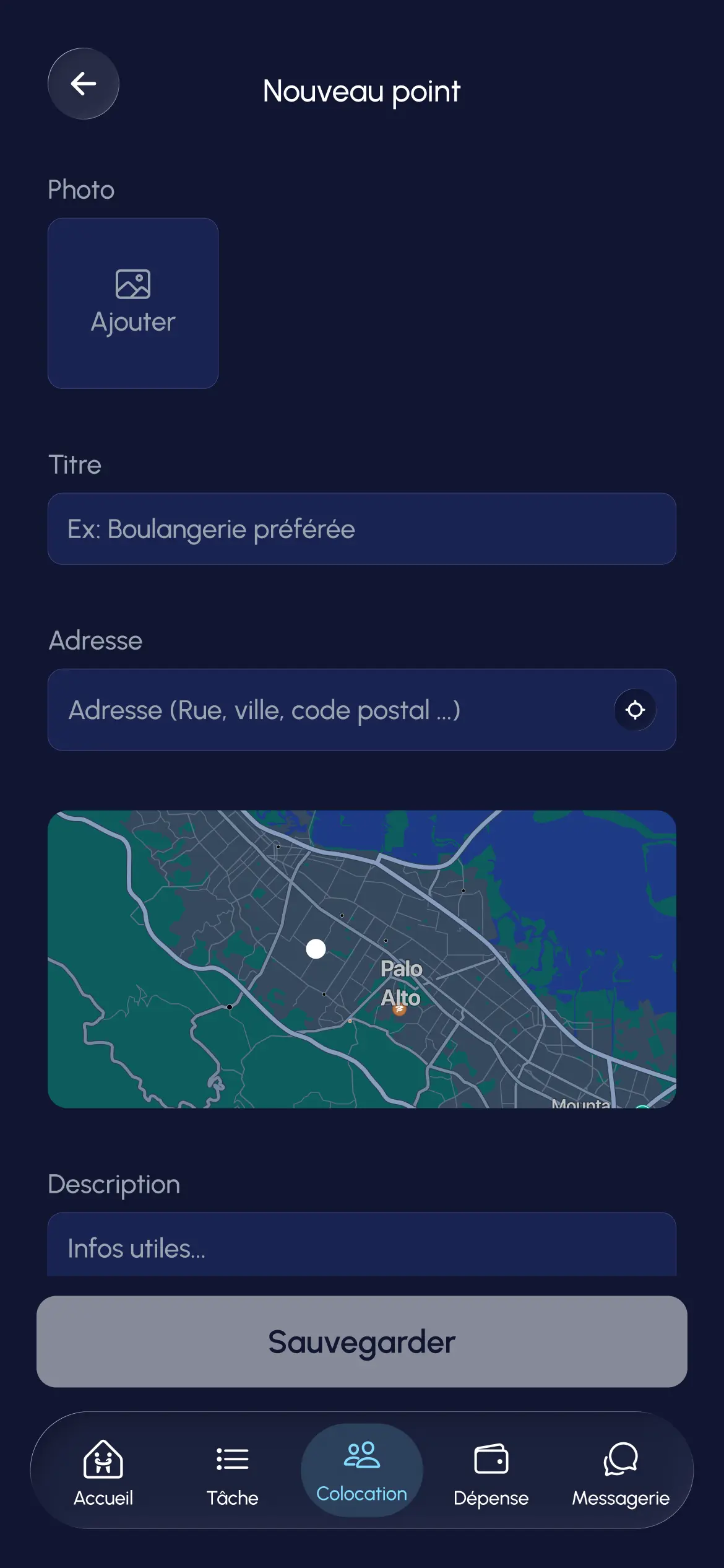 Onglet carte