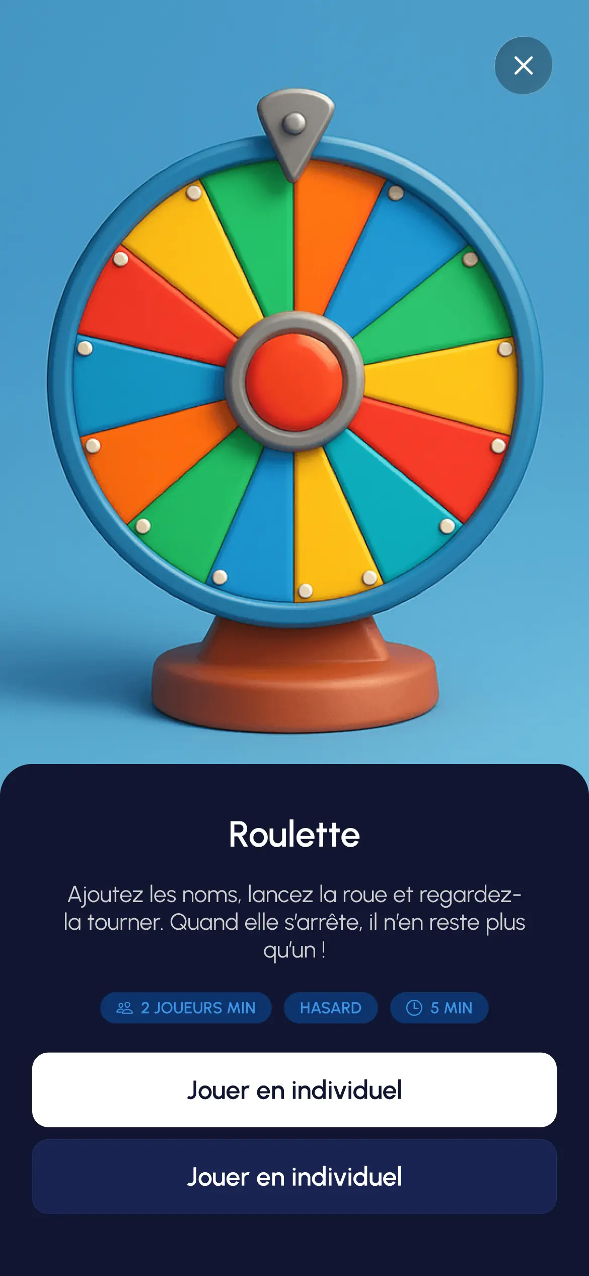 Page jeu Roulette - Application Homebro colocation