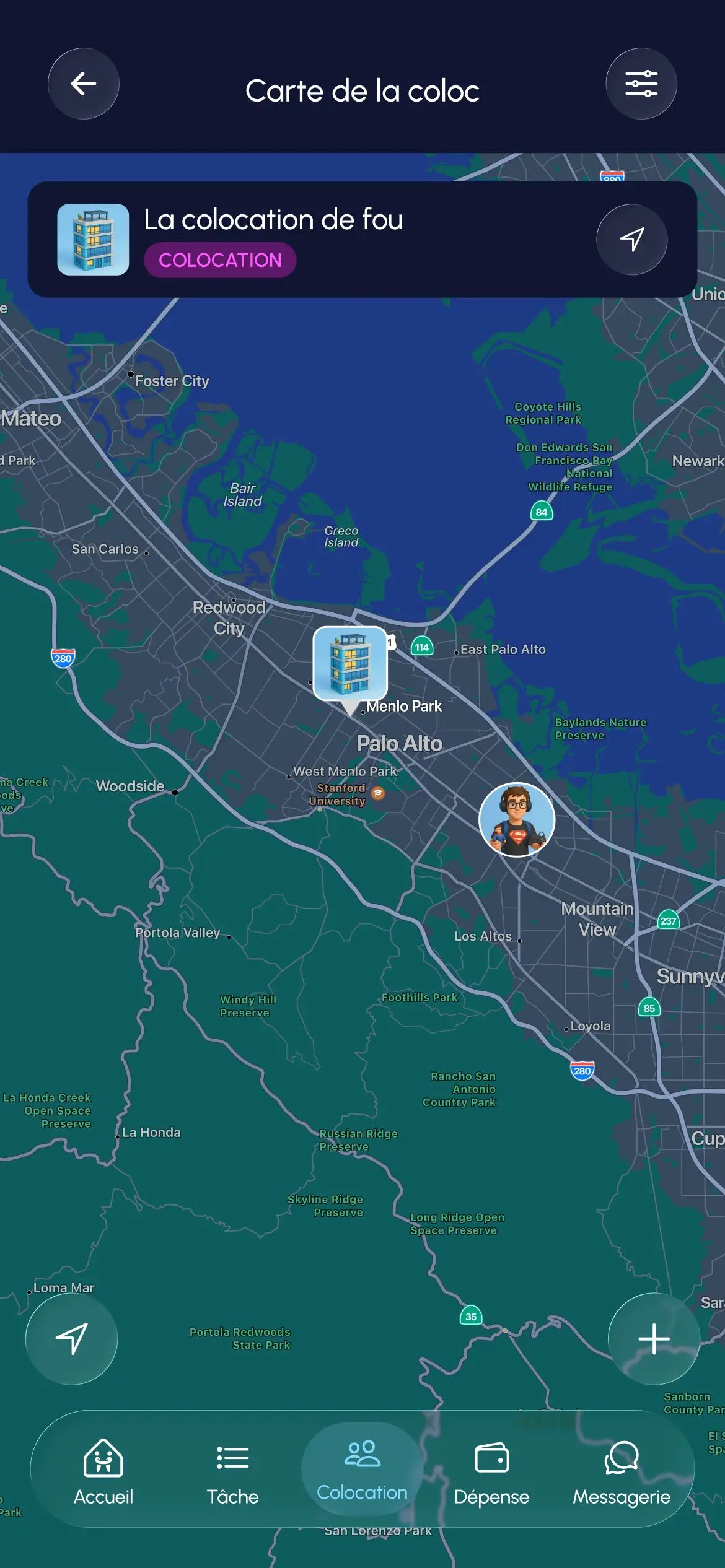 Page carte - Application Homebro colocation