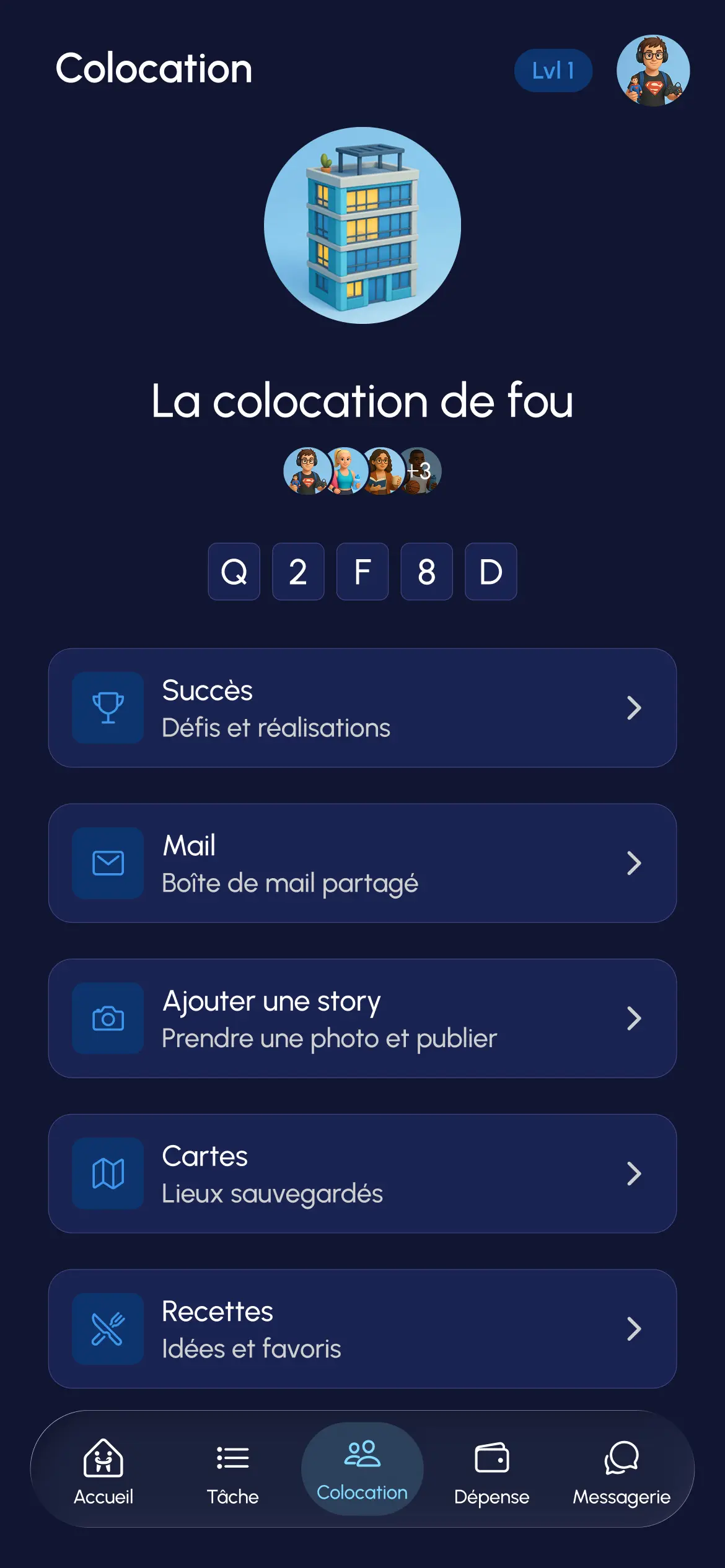Page Accueil - Application Homebro colocation